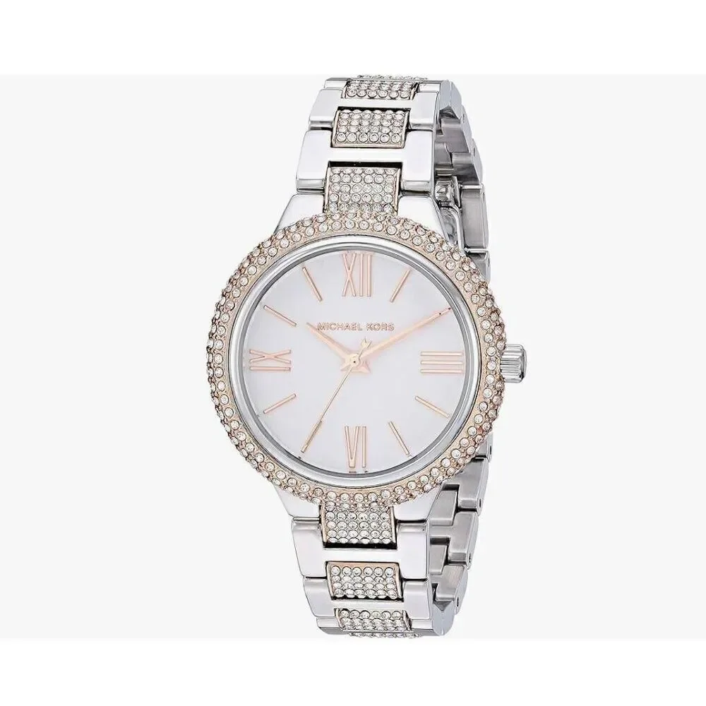 Michael Kors Women's Taryn Rose Gold & Silver Glitz Pave Two Tone Watch MK4461